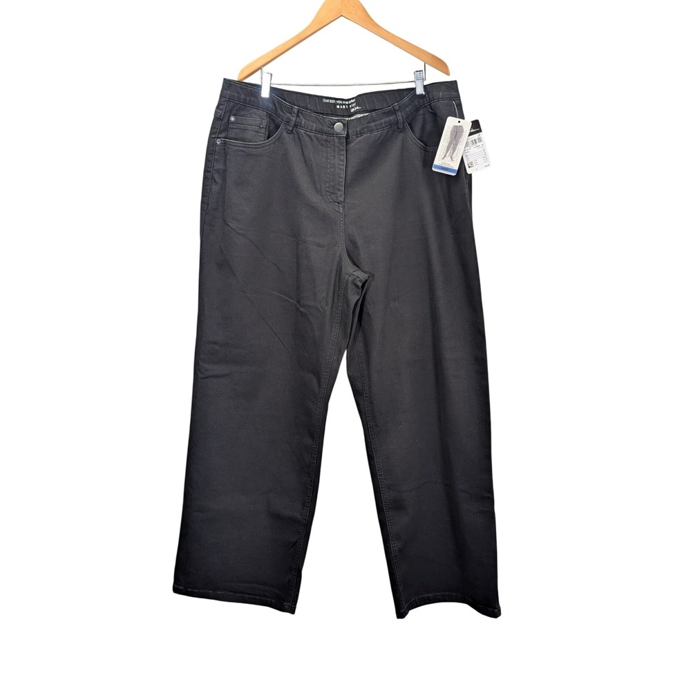 Ulla Popken Mary Wide Jeans Womens 22‎ Dark Denim Straight Wide Leg NWT